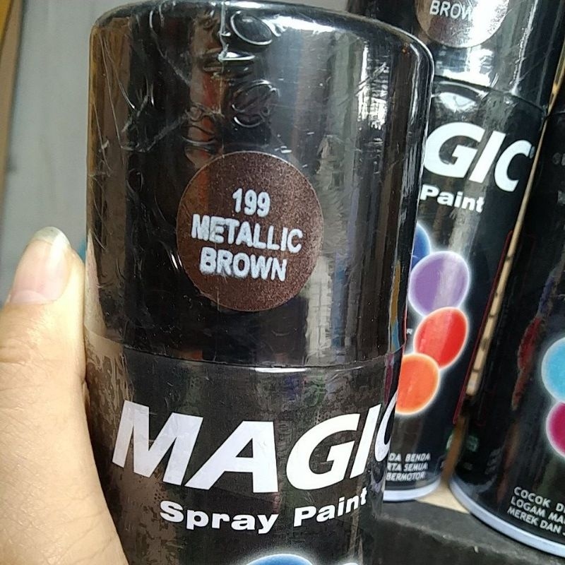 cat semprot pilok pilox magic spray paint magic metallic brown 199  coklat tua cokelat tua metallic