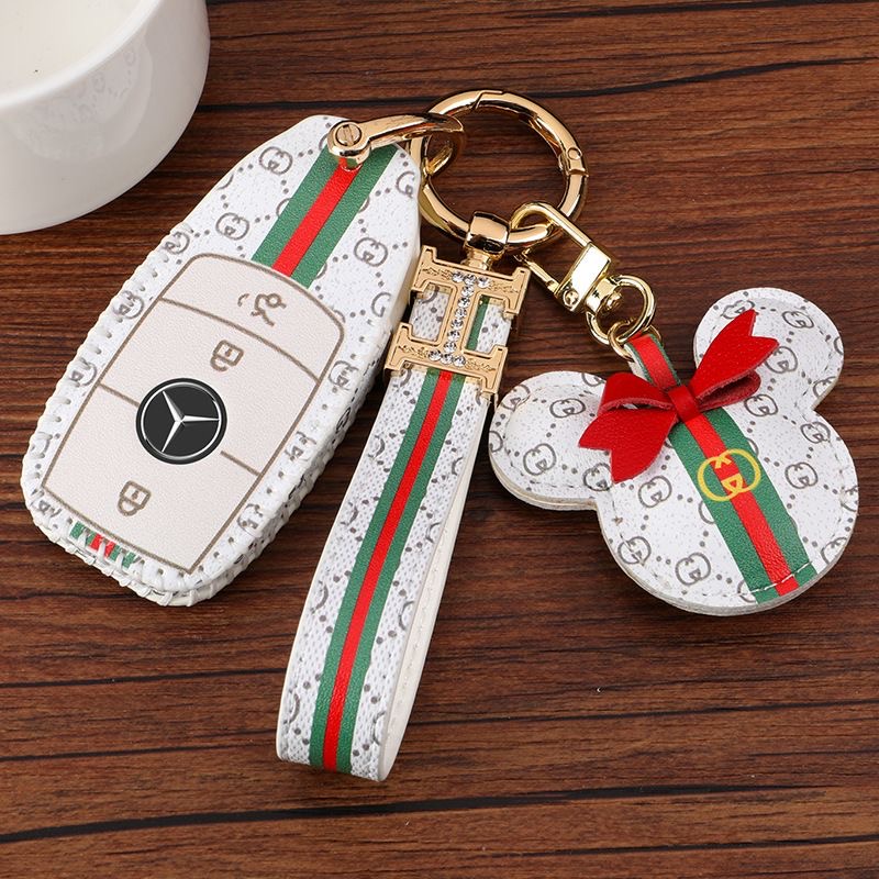 Terlaku mercedes-benz E Class E200L E300L E320l Kulit Car Key fob cover case Melindungi Gantungan Kunci W203 W210 W211 W204 C E S Cls Clk