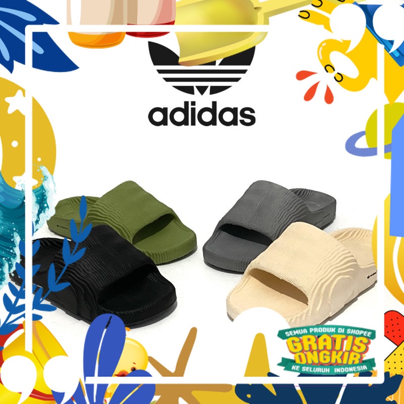 Sandal Adidas Adilette Pria Sandal Slop Pria Sandal Slide/ merah putih biru polos