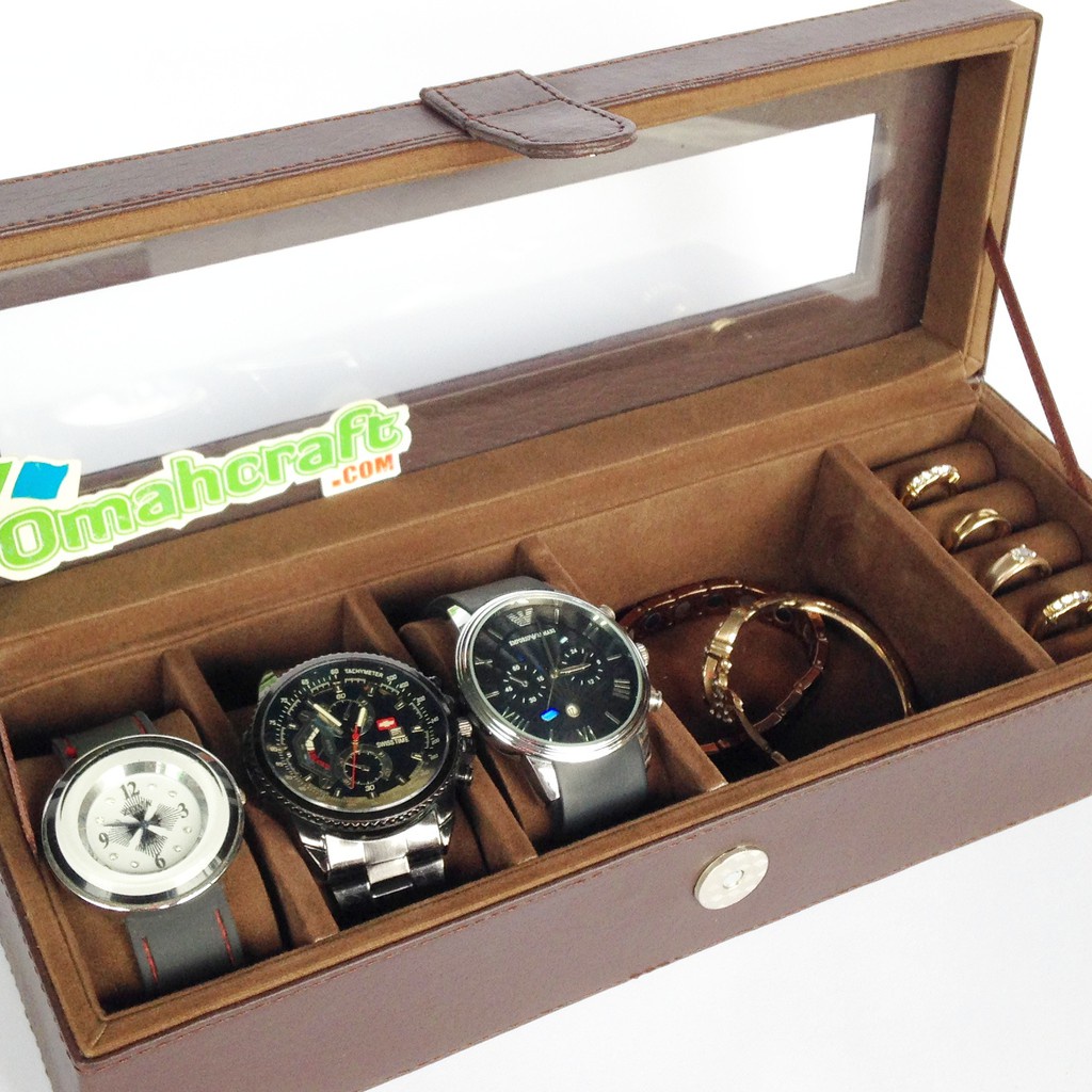 Diskon 50% Tempat Jam Tangan isi 3 Mix Perhiasan Kotak Cincin Kalung Emas