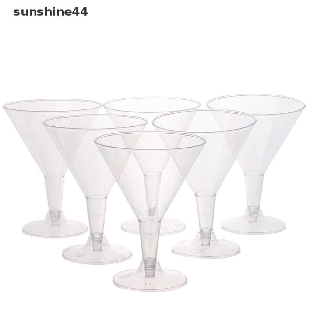 Sunshine 6Pcs Gelas Mari Plastik Bening 200ml Gelas Cocktail Sekali Pakai Untuk Pesta ID