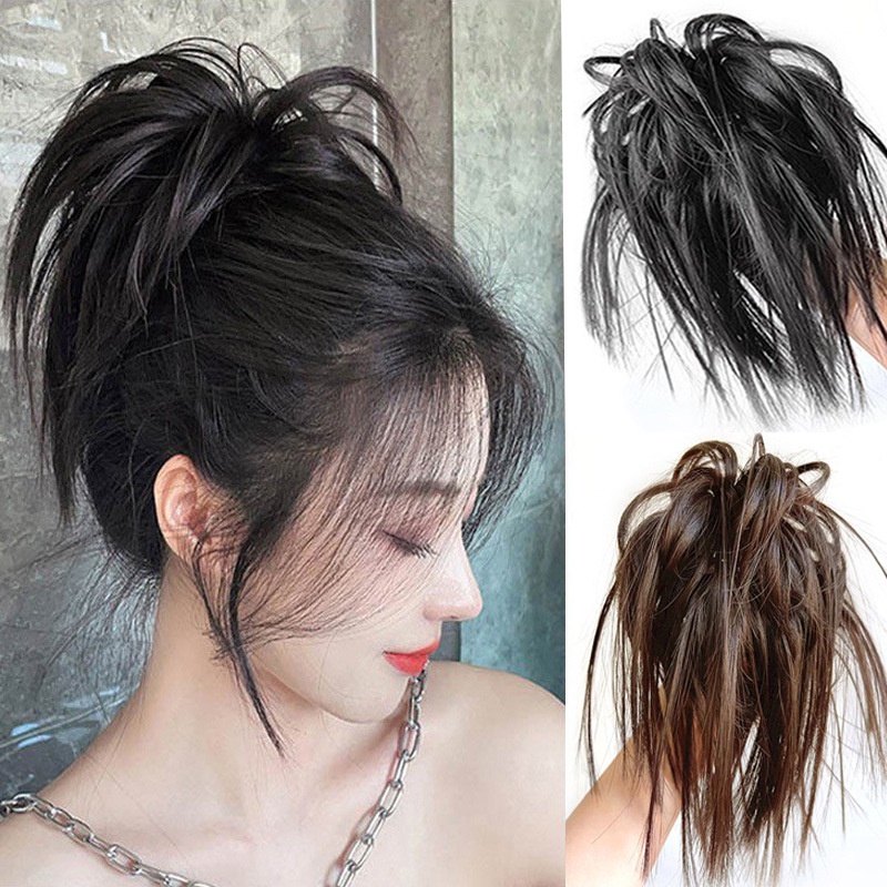 Gadis Wig Rambut Klip Berbulu Alami Rambut Cincin Fashion Jepit Rambut Wanita Aksesoris Rambut