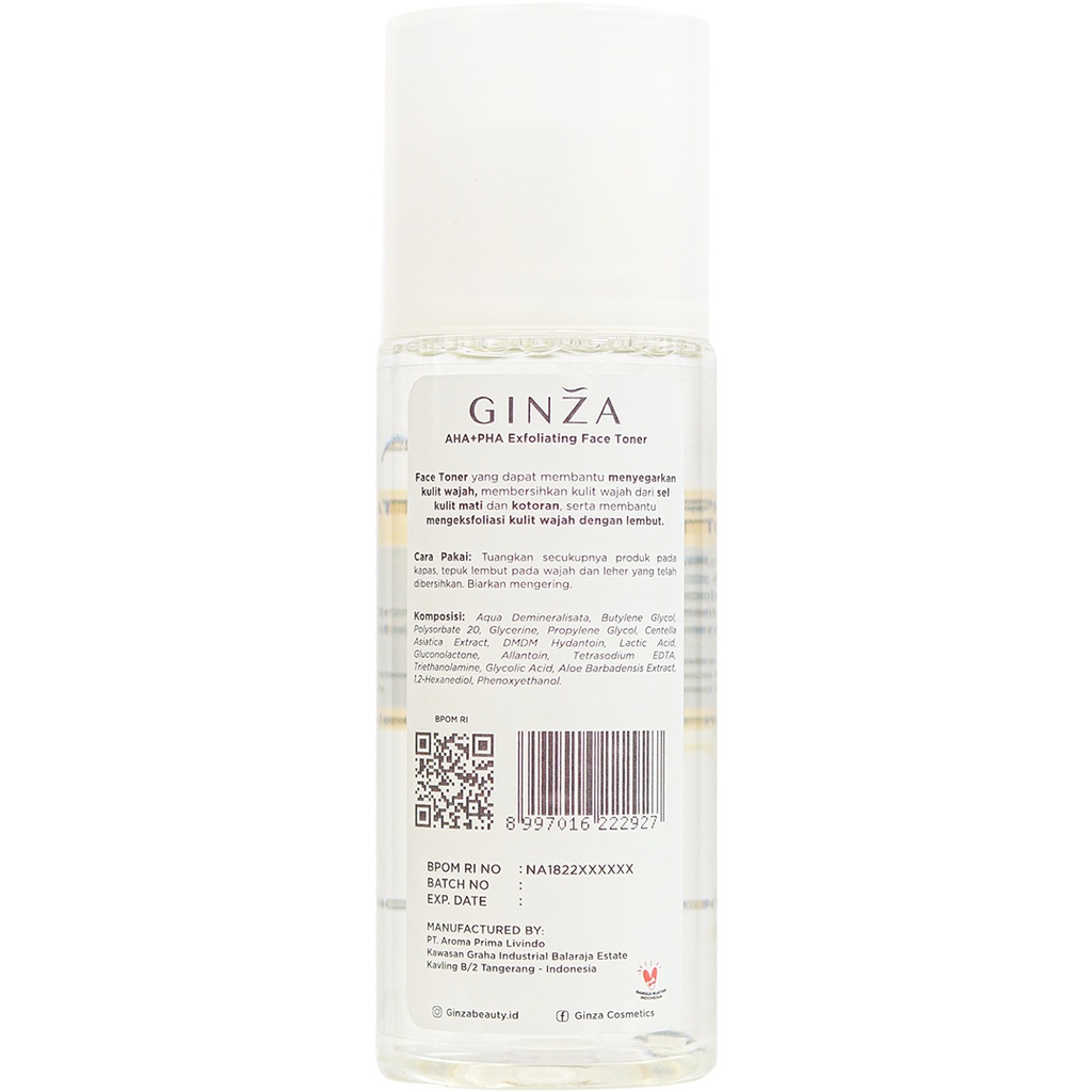 GINZA AHA+PHA Exfoliating Face Toner 105ML