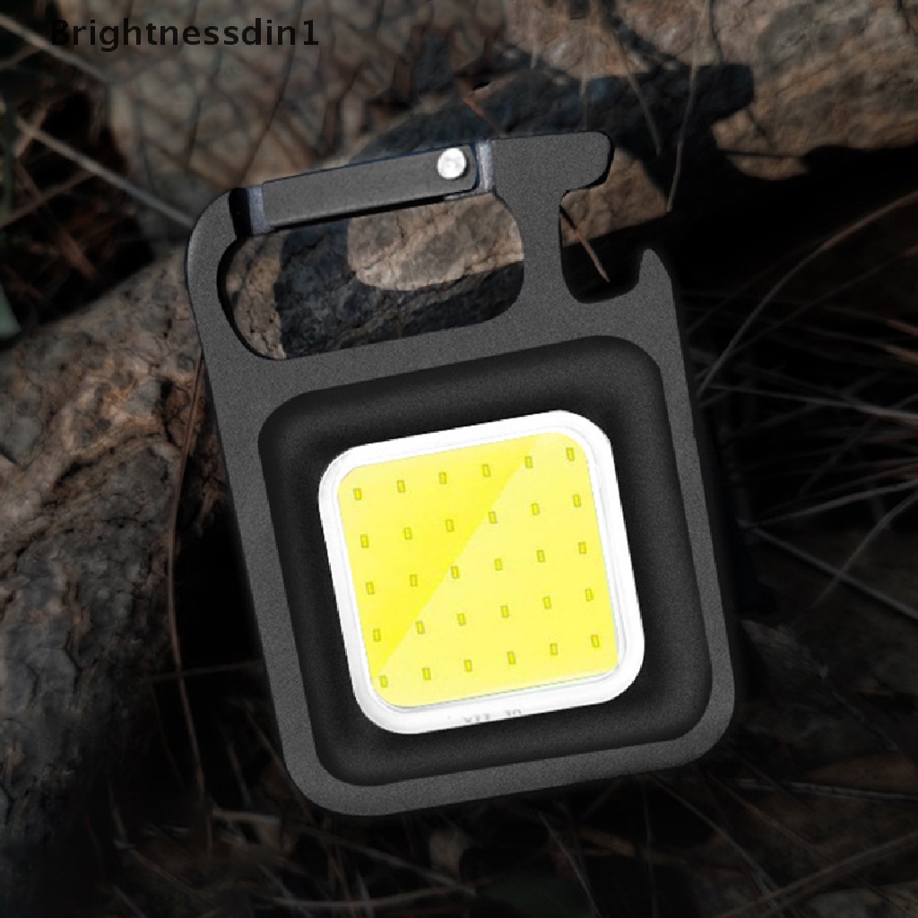 [Brightnessdin1] Lampu Gantungan Kunci LED Mini Mutifuction Portable USB Rechargeable Pocket Work Light Dengan Corkscrew Outdoor Camping Fishing Climbing Boutique