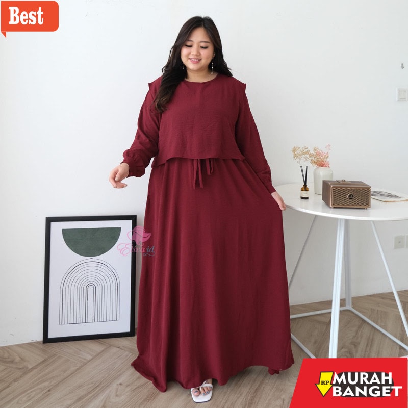 Tren baju lebaran wanita 2023- Jumbo gamis samira airflow crinkle ld 120 130 dan 140 cm