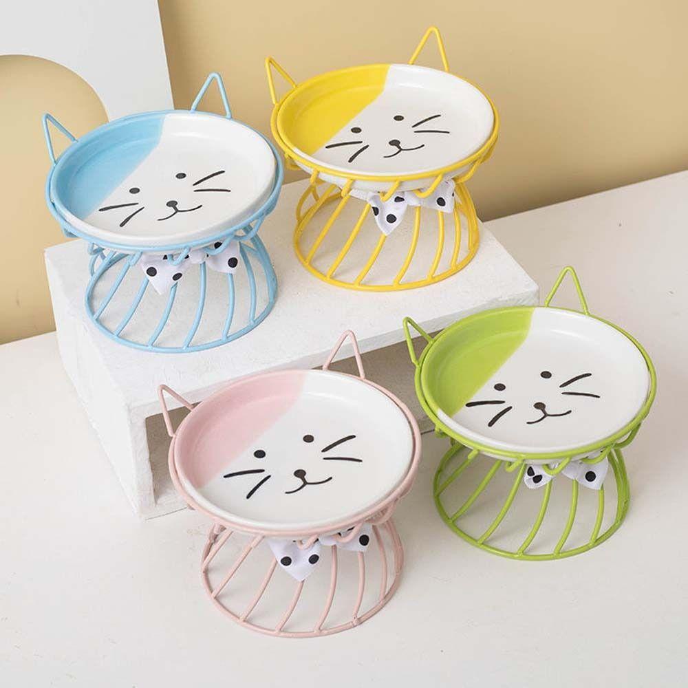 [Elegan] Mangkuk Makanan Kucing Dengan Stand Metal Kartun Kucing Feeder Drinker Untuk Anjing Kucing Anjing Anjing Kitten Dog Dishes Pet Feeder Bowl