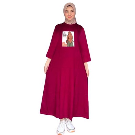 BSS Gamis Muslimah Misi Dress Sablon Bahan Kaos Premium