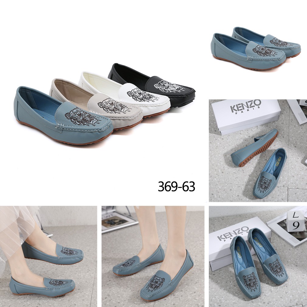 kz Leather Embroidery Flat Shoes 369-63 369-KZ