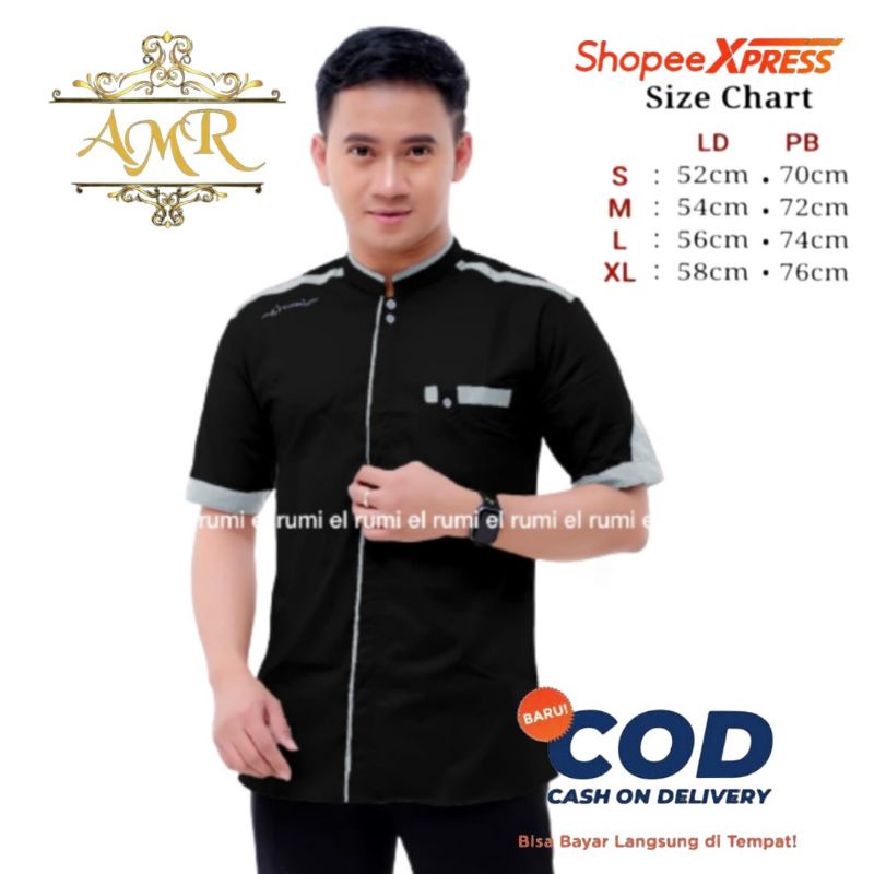 M koko pendek pria dewasa warna hitam Koko elrumi lengan pendek koko pendek yisunsin aju Koko Laki L