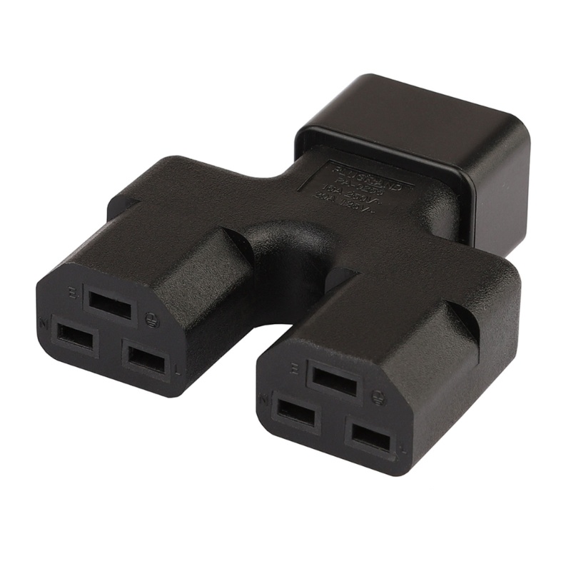 Zzz Solid C20 to Dual C21 Power Adapter Iec320 Male Side Connect to C21 Kabel Listrik