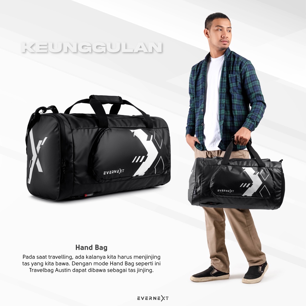 Tas Gym Ukuran Besar Tas Travel Hitam Tas Olahraga Gym Outdoor Backpacker Multifungsi – HITAM