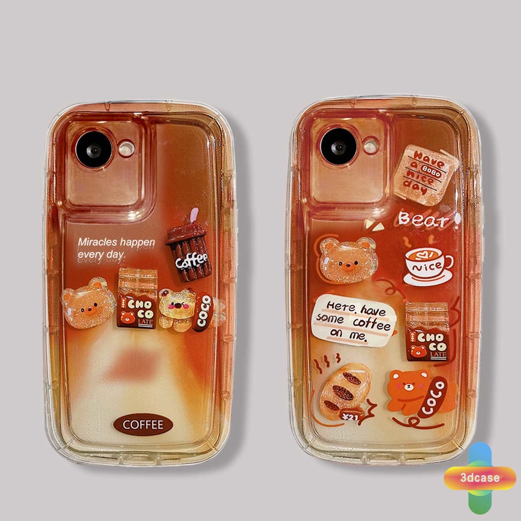 Realme C21Y C30 C30S C31 C33 C35 C11 2021 C15 C21 C25 C20 C3 C12 C2 C25S 10 5S 5 5i 9i C17 7i C1 C25Y C2 C3i 6i C20A  Narzo 20 10 10A 20A 30A 50i 50A Prime A7 A5S A15 A16 A17 A53 A53S A57 A77 Gradient Coffee Bear Soft Airbag Cover