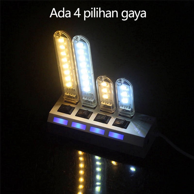 T&amp;Y Lampu USB Lampu LED USB Mini 3 Mata Transparan  Lampu USB 8 Led Model Cool White  Lampu Emergency  Mini Lampu Kamar USB