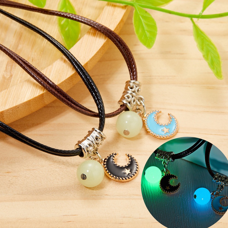 2 PCS/Set Fashion Pasangan Bercahaya Manik-Manik Bersinar Liontin Kalung Untuk Wanita Hati Bunga Bulan Kucing Persahabatan Perhiasan Kekasih Hadiah