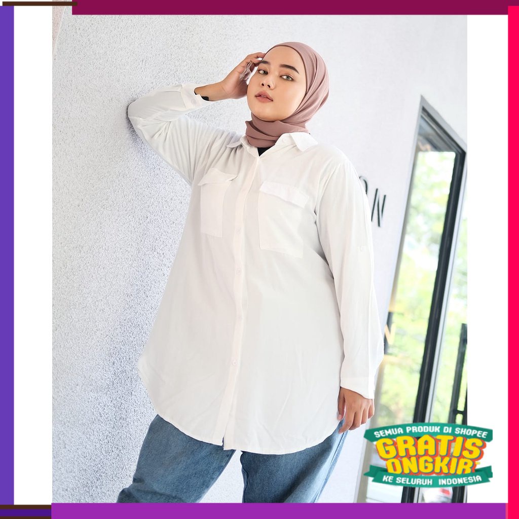 RAMADHAN SALE IDUL FITRI Bigissimo - Kiran Kemeja Casual | Atasan  Kemeja Casual Tunic Big Size Jumb