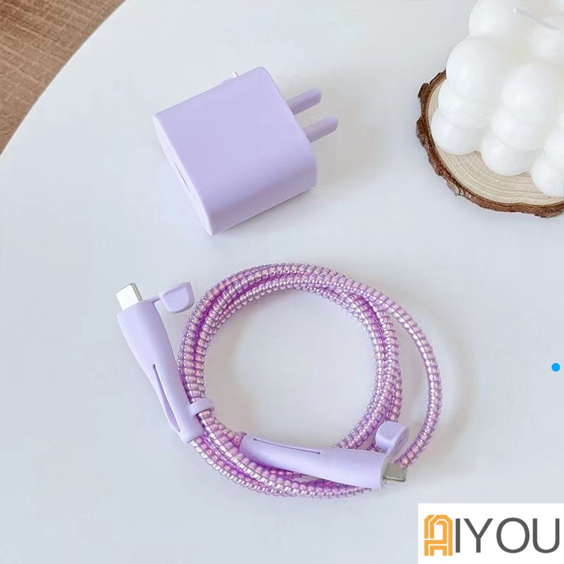 【For iPhone Type-C to Lightning】Charger Cover Protector Silicone Cable Accessory iP-18/20w USB Charger Plug Cable Protector for Phone USB Cable Line Protection Case.