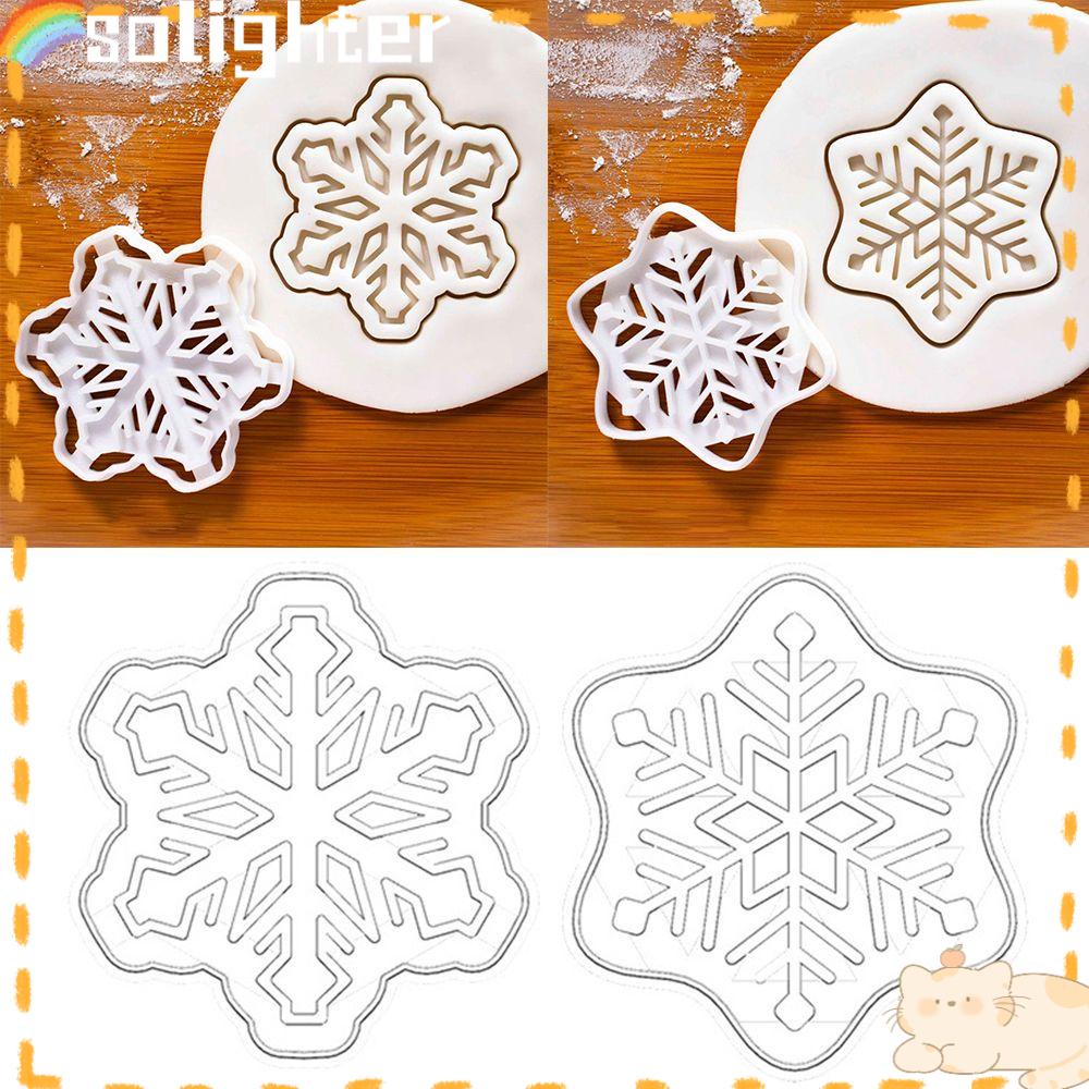 Solighter 4pcs Cetakan Embosser Kue Kering Dekorasi Biskuit Cap Baking Fondant Natal Snowflake