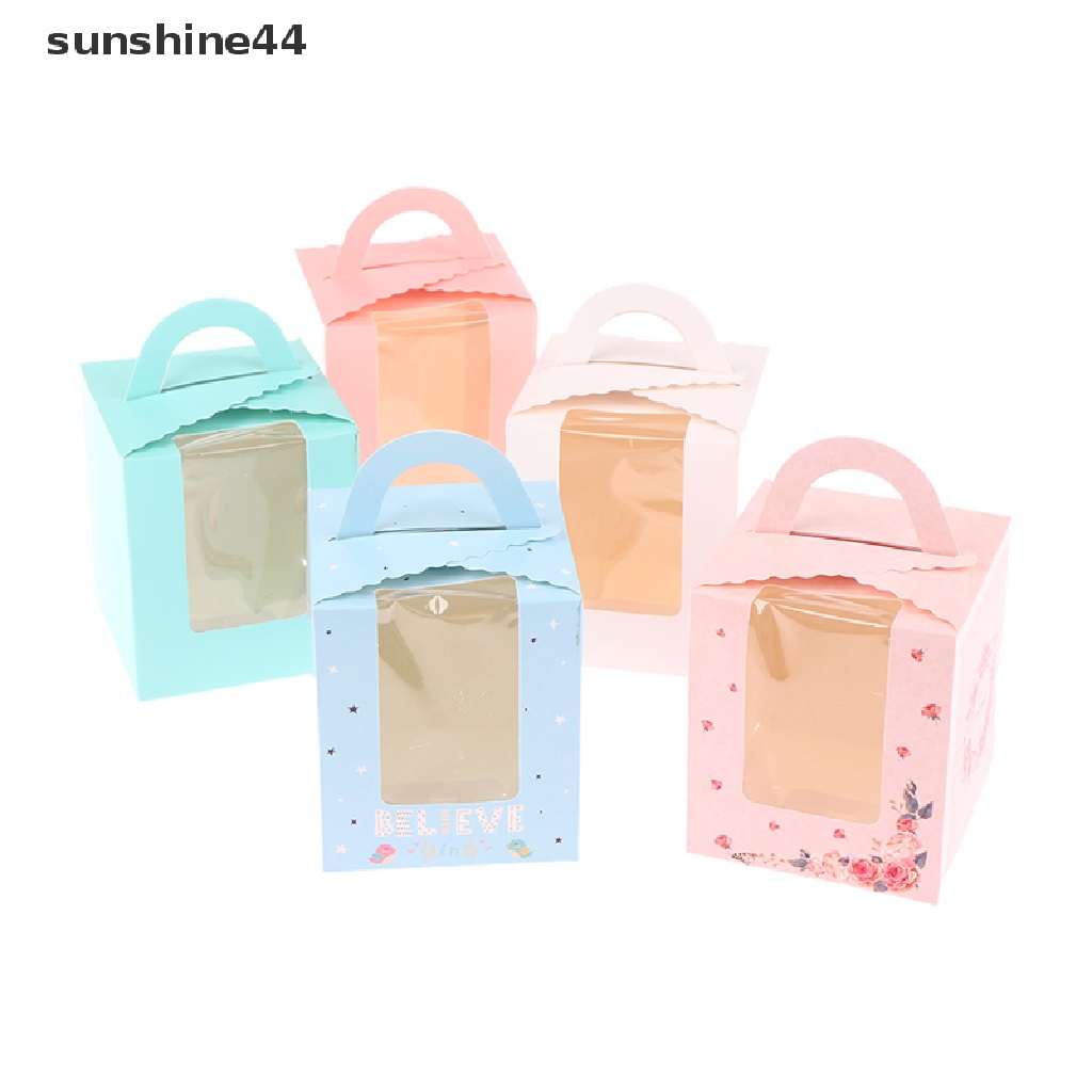 Sunshine 50Pcs Kotak Cupcake Pernikahan Portable Dengan Jendela Individual Cupcake Holders ID