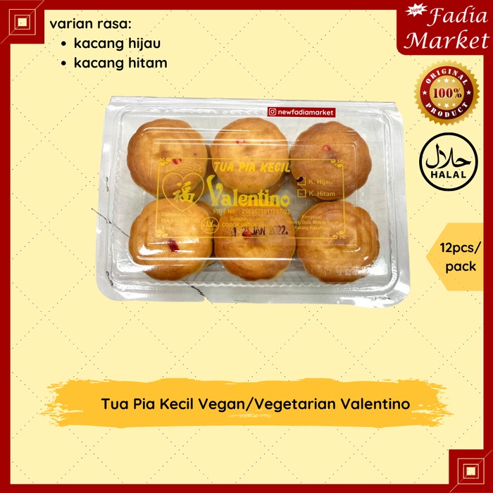 

Tua Pia Kecil Vegetarian Valentino Kacang Hijau/Hitam [12pcs/pack]