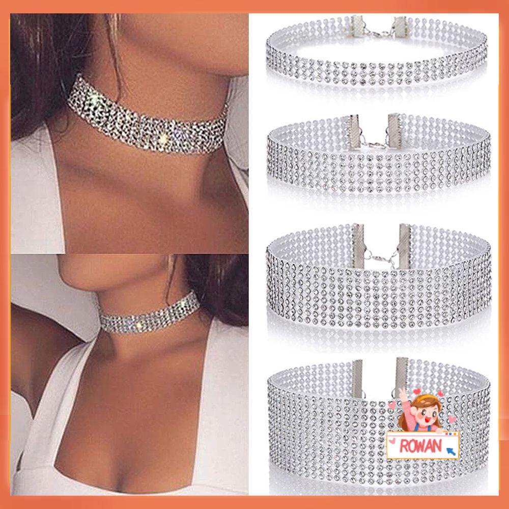 R-flower Kalung Wedding Accessorie Elemen Leher Diamante Choker Collar