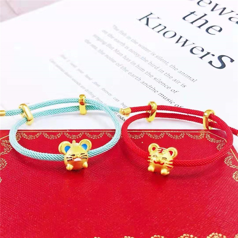 Goldkingdom Aksesoris Perhiasan Fashion Ready Stock Abrasive Lapis Emas Asli Kadar 375 Gold Dipernis Lucu12 Zodiak Transportasi Mutiara Sanhe Lu Tong Honmei Nian Gelang Pria Dan Wanita