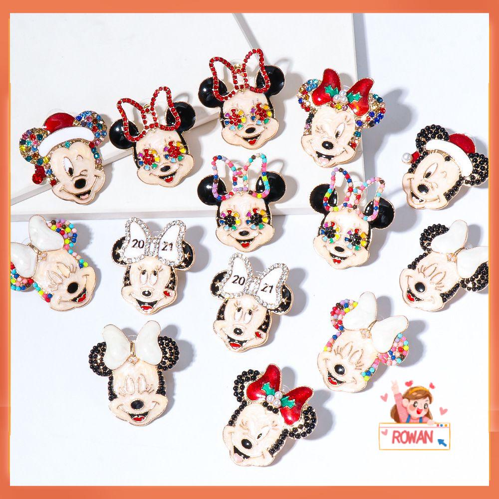 R-flower 1pasang Mickey Stud Earring Berlian Eardrop Kartun Lucu Baru