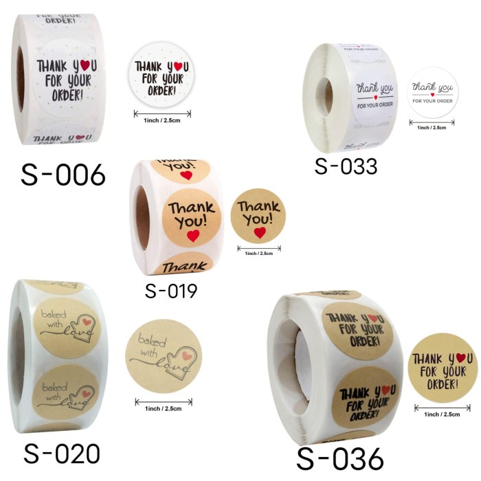 

DISKON SHOPEE/ 1 Roll (500pcs) Stiker Label 2.5cm stiker untuk cookies packaging - S006