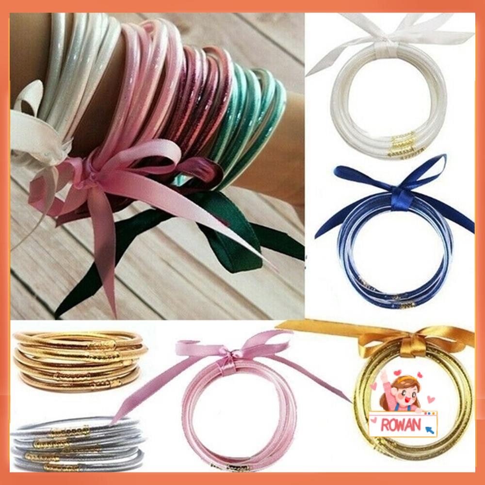 R-flower Glitter Bangles Set DIY Baru Emas Perak Biru Jelly Bangles