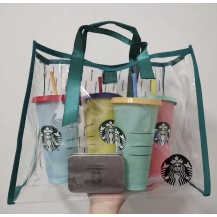 

⭐BISA COD⭐ STARBUCKS BAG PLASTIC GREEN - LARGE