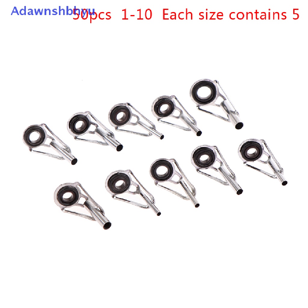 Adhyu 50pcs/Box size1-10# Fishing Rod Guide Tip Repair Kit Set DIY Eye Rings Tackle ID