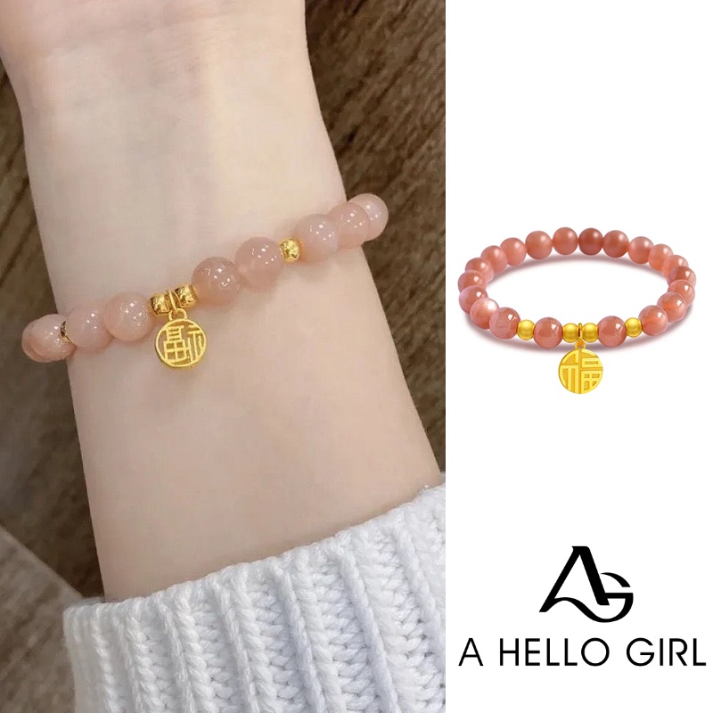 Gelang Tangan Wanita Desain Batu Matahari Hias Kristal Gaya Simple