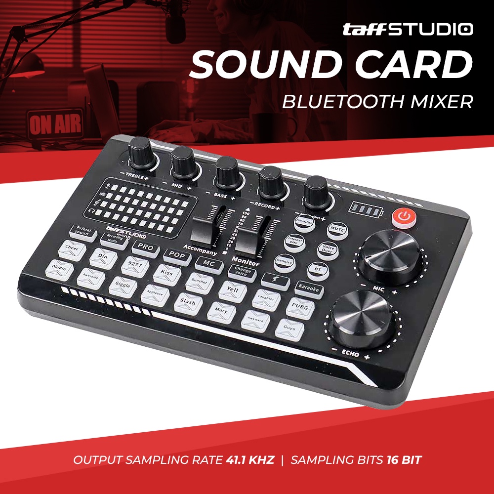 Live Broadcast Sound Card Taffstudio Crust Pro F998 Soundcard Audio Interface Bluetooth Support 3 Handphone
