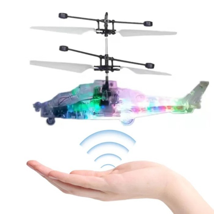 HELIDRONE FULL LED Remote Control Mainan Drone RC Helikopter Menyala Led Sensor Tangan