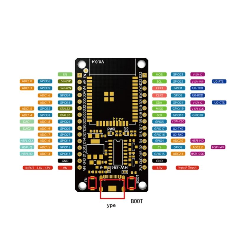 Btsg ESP32-DevKitC Dual Core WiFi Papan Pengembangan Belum Dirakit NodeMCU-32S Microcontroller Processor Chip Terintegrasi