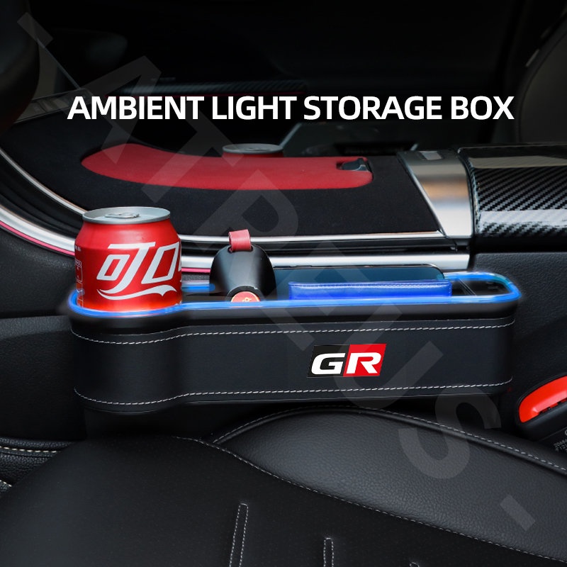 Kotak Penyimpanan Celah Jok Mobil Toyota LED Dengan port charging Seat Side Gap Slit Pocket Storage Untuk Avanza Rush Kijiang Innova Razie Yaris Wish Corolla Cross