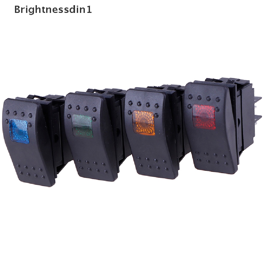 [Brightnessdin1] Waterproof Rocker Toggle Switch Tombol Saklar Rocker Mobil Perahu Laut 4pin Saklar Butik