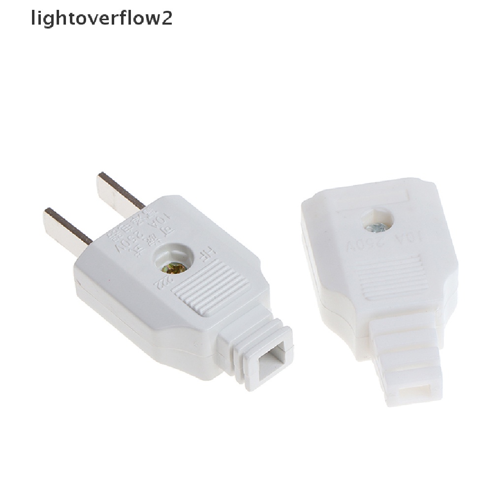 [lightoverflow2] Us 2pin Datar AC Listrik Power Male Plug Female Socket Outlet Adaptor Kawat [ID]