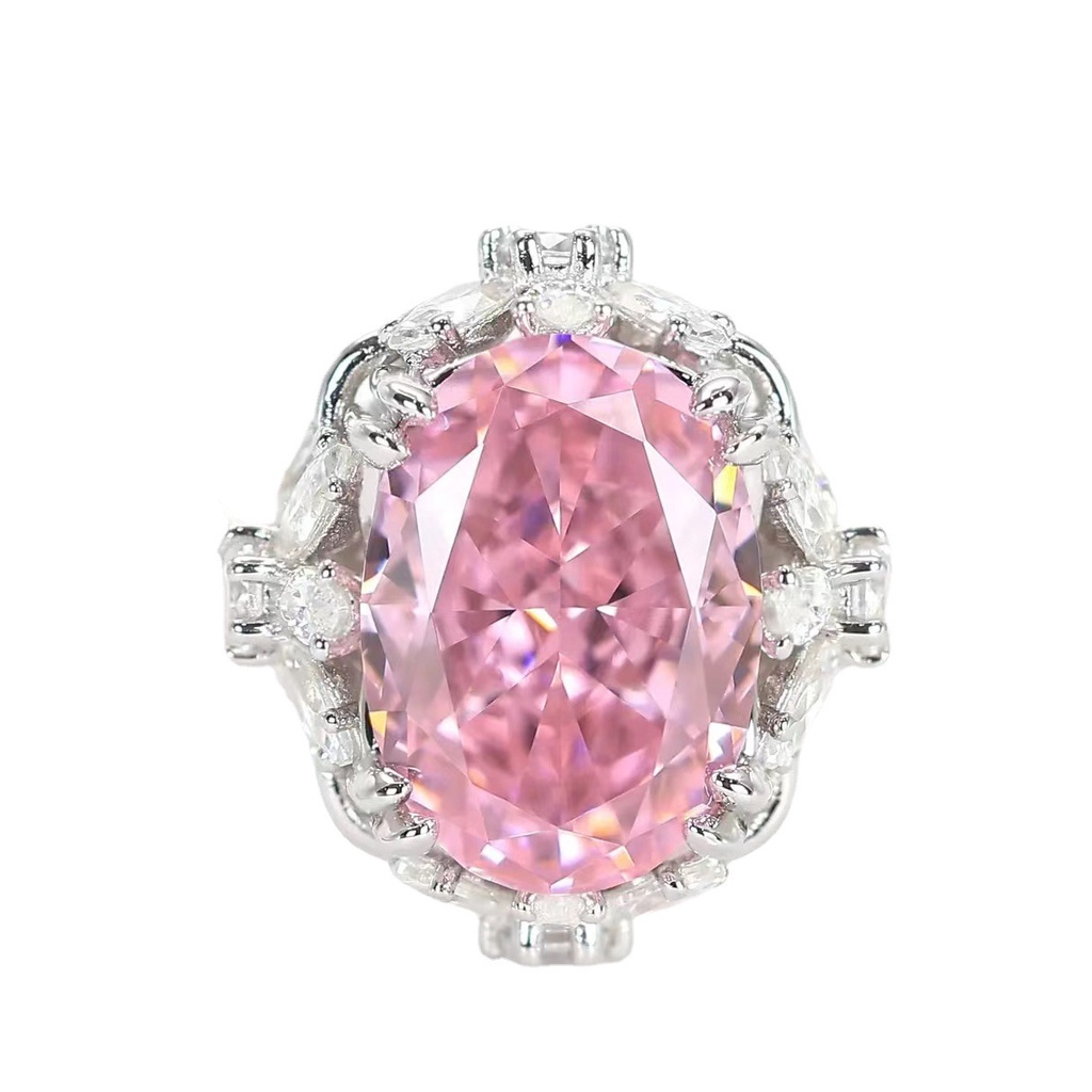 Goldkingdom Aksesoris Perhiasan Fashion Ready Stock Karat Besar Super Flash Argyle Pink Berlian Golden Age Peach Blossom Ring Populer Royal Sapphire Cincin Wanita