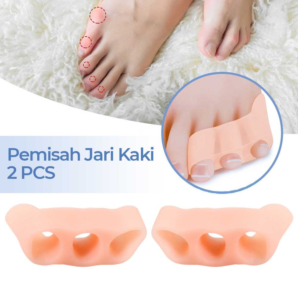 Pemisah Jari Kaki Bunion Three Hole Pinky Toe Separator 2 PCS Mengurangi Tekanan Pada Ujung Jari Kaki Material Silikon