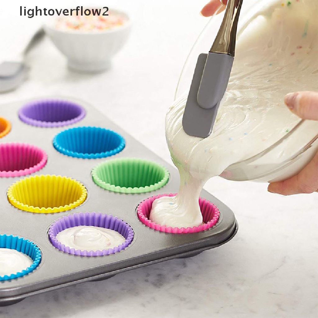 [lightoverflow2] 5pcs Cetakan Silikon Bulat Cupcake Muffin Cup Baking Cookies Egg Tart Jelly Mold [ID]