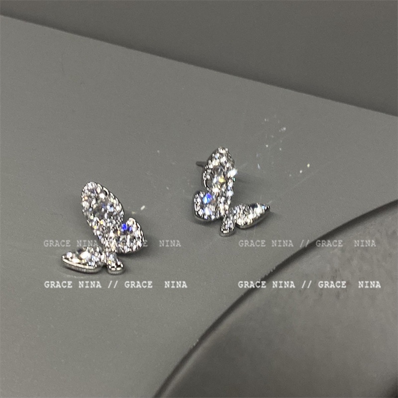 Elegant Zircon Stud Earrings Hypoallergenic for Women Fashion Butterfly Earring Jewelry Accessories