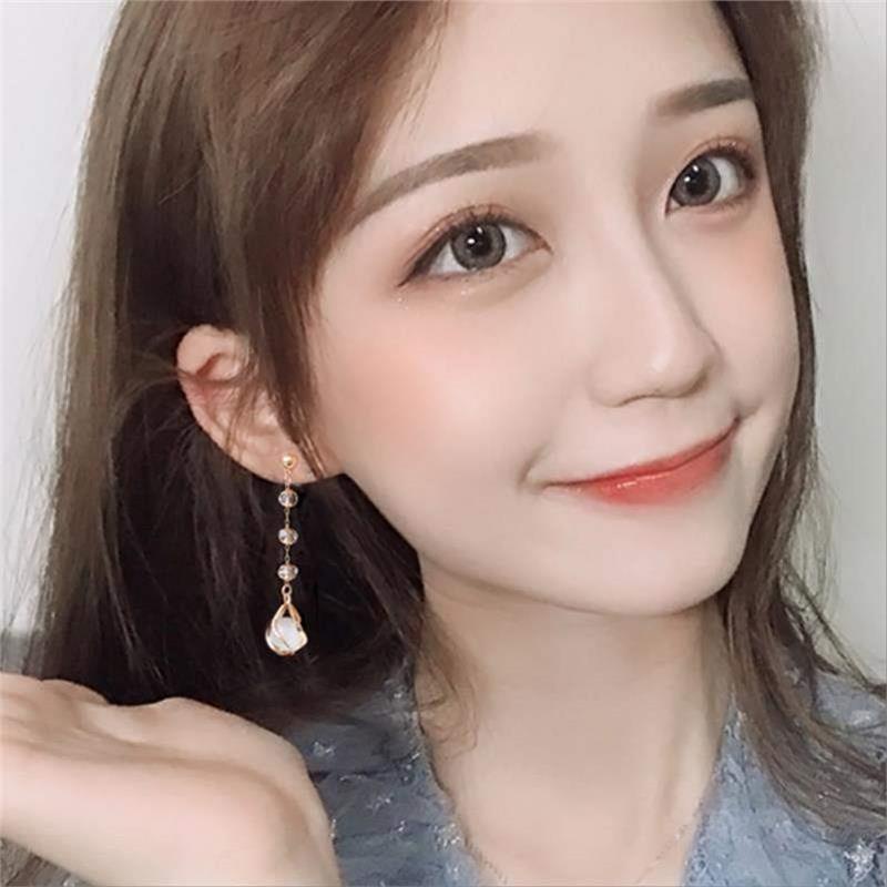 Opal Pendant Earrings Anting Perempuan Siswa Perempuan Versi Korea Sederhana Segar Manis Anting Temperamen Perempuan Anting Perempuan