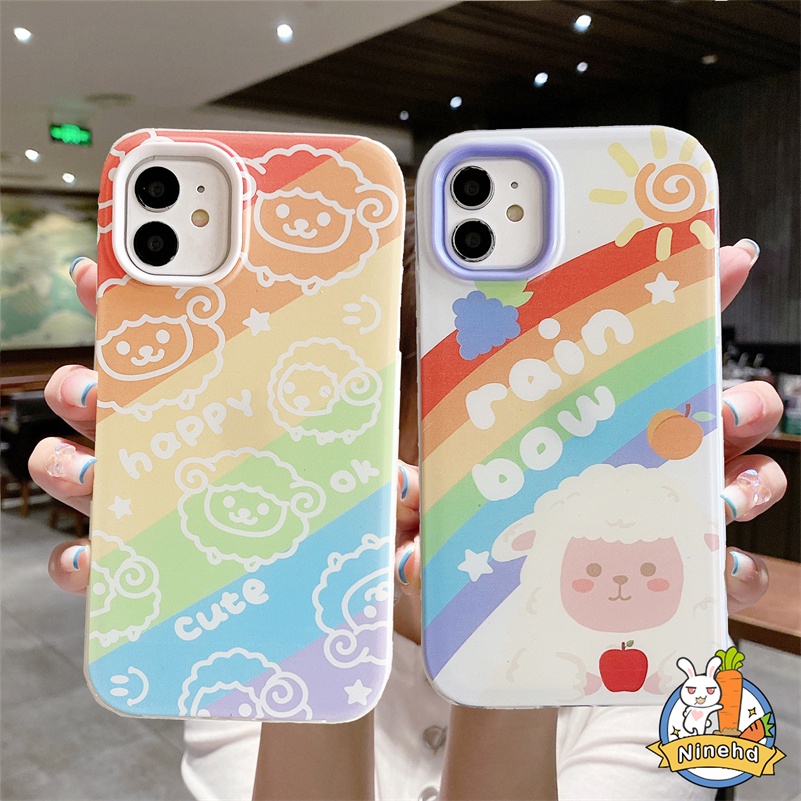 IPHONE Casing Kompatibel Untuk Iphone14 13 12 11 Pro Max X Xr Xs Max8 7 6 6s Plus SE 2020 3 In 1grafiti Wajah Tersenyum Pelangi Case Ponsel Silikon Cair Shockproof Soft Casing Pelindung