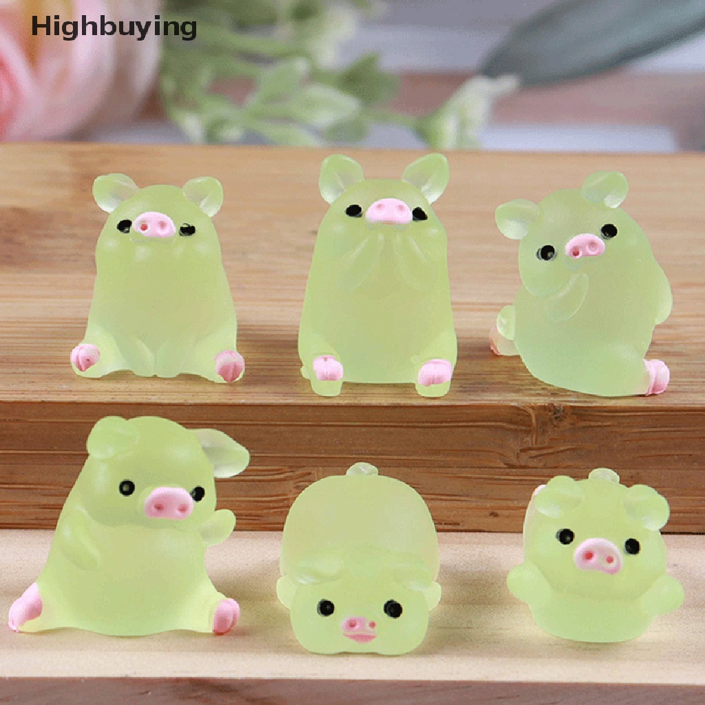 Hbid 10pcs Menyala Warna-Warni Lucu Piggy Scrapbook Ponsel Dekorasi DIY Kerajinan Tangan Resin Aksesoris Glory