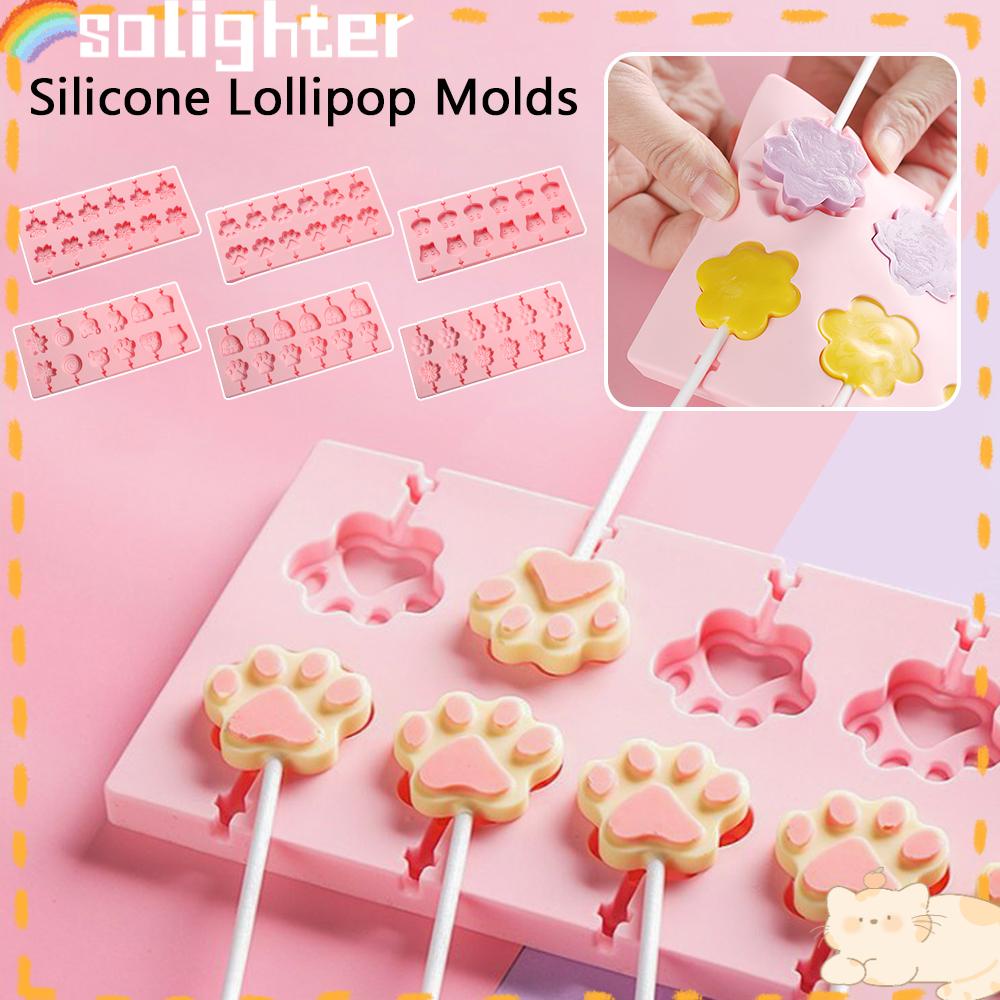 Solighter Cetakan Silikon Lolipop Lucu DIY Biskuit Cokelat Bentuk Hewan Mold Jelly Dan Permen