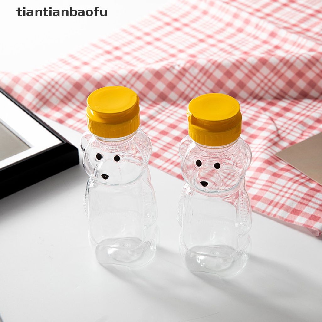 [tiantianbaofu] Botol Air Plastik Beruang Kecil Cangkir Air Sedotan Transparan Dengan Sedotan Untuk Butik Anak