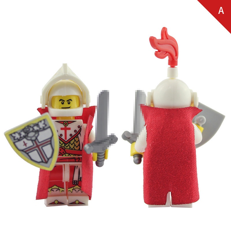 Red Cross Knight Series Mini Figure Perang Medieval Perisai Ksatria Pedang Ksatria Puzzle Rakitan Mainan Blok Bangunan