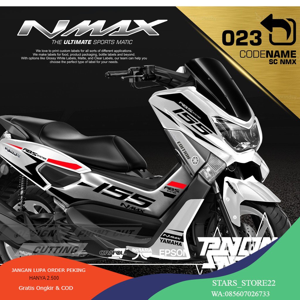 (PREMIUM) Striping Cutting Sticker YAMAHA NMAX 2018 - 2023 SPORTY Cutting Stiker Striping Nmax Racin