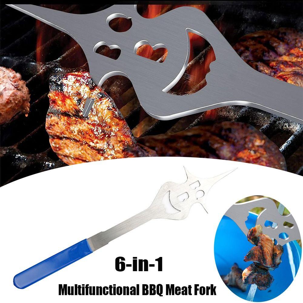 TOP Garpu Daging BBQ Reusable Barbecue Forks As Grill Fork Hot Dog Roasting Sticks Outdoor Camping Food Flipper Alat BBQ