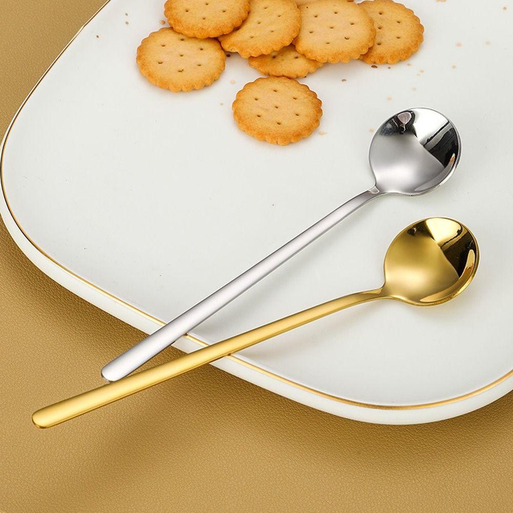 [Elegan] Sendok Bulat Stainless Steel Food Grade Alat Dapur Kopi Susu Coffee Spoon